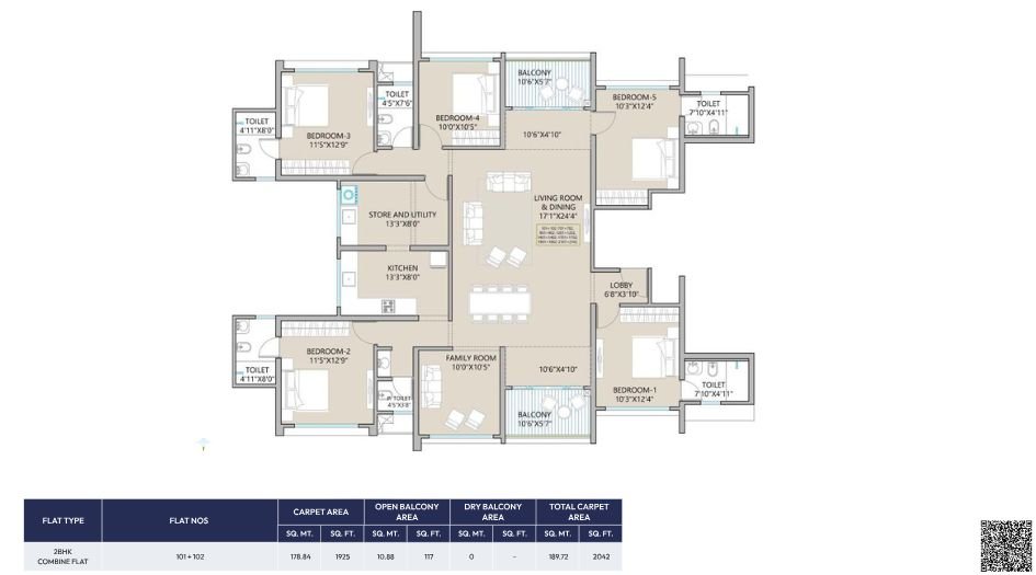 Sankla-West-World-Floor-Plan-Tower-3-Jodi-Flats-2042 Sqft